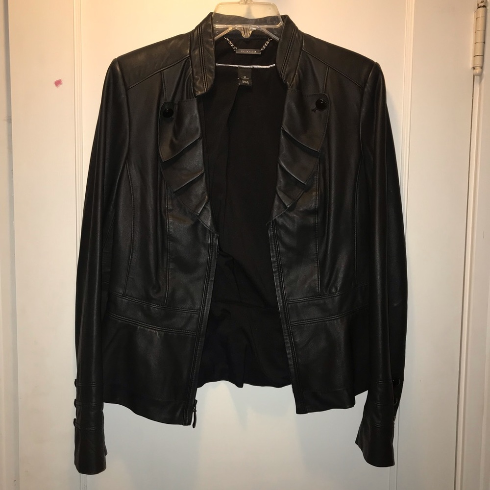 Black Leather Jacket with chic detailing